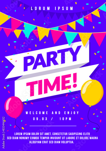 Colorful Party Time Poster Or Flyer