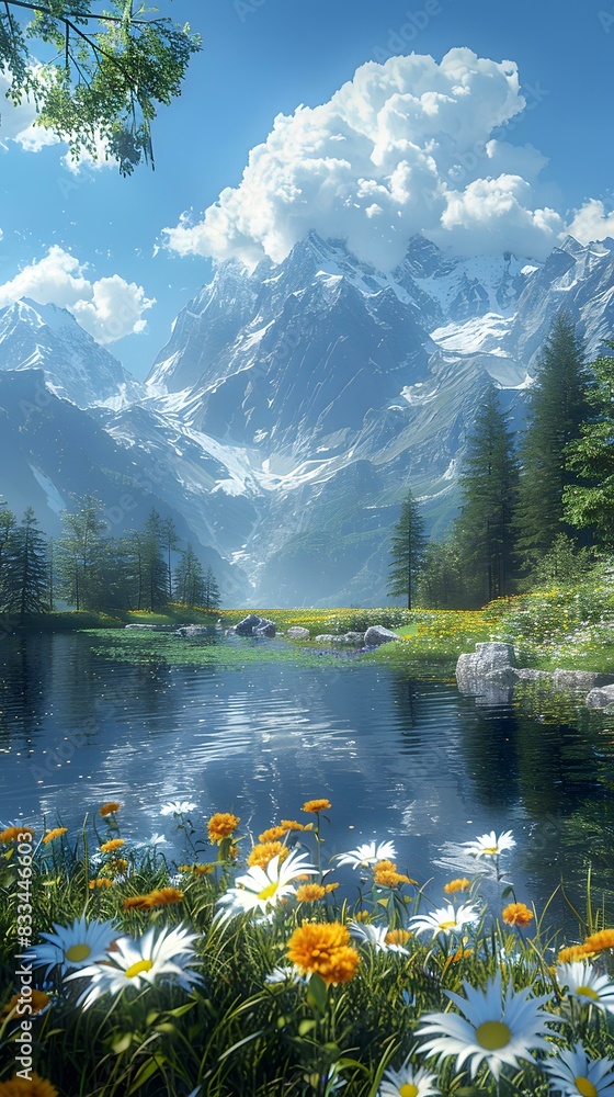 Fototapeta premium Tranquil Lake and Mountain