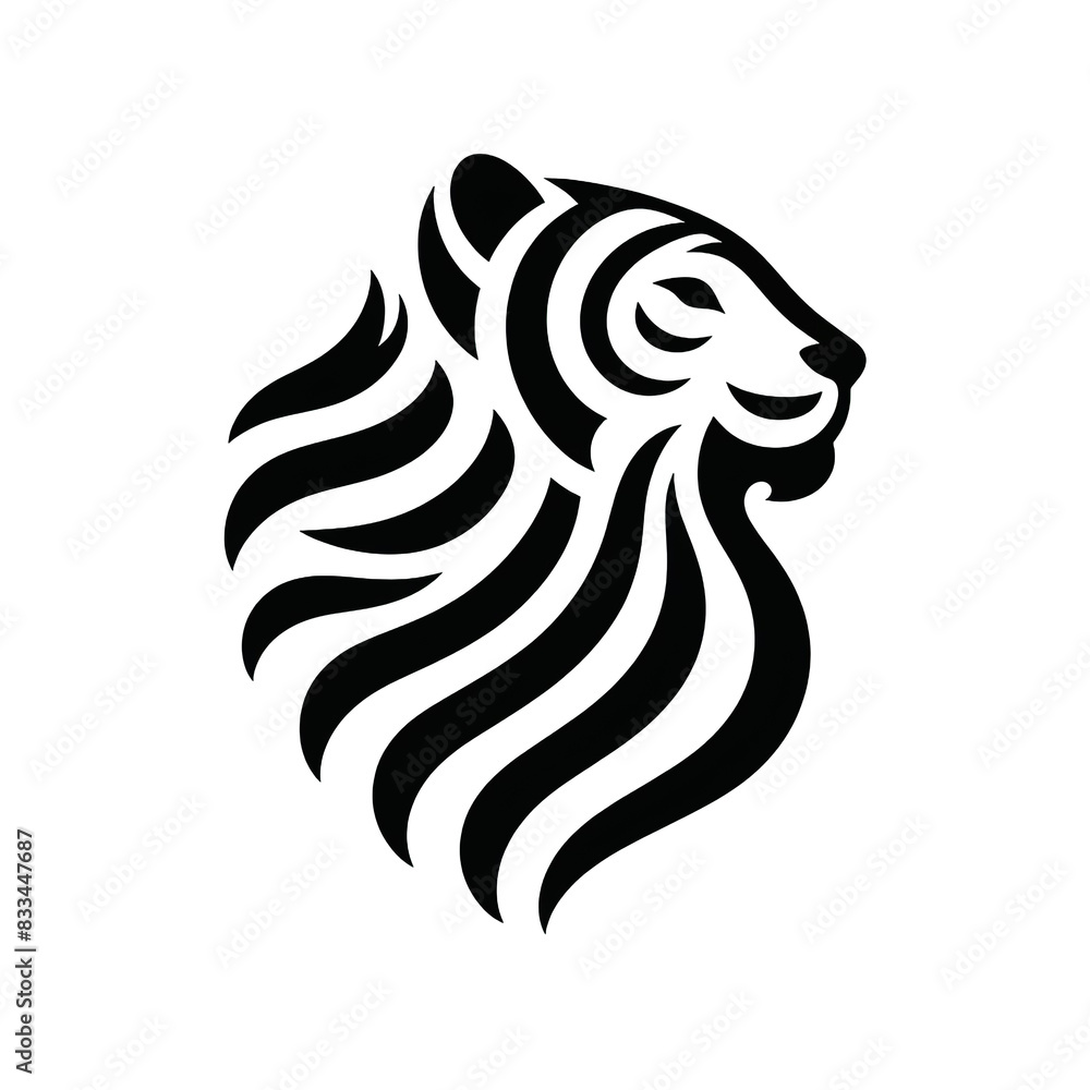 Minimalist tiger logo silhouette on white background Minimalist tiger logo silhouette on white background