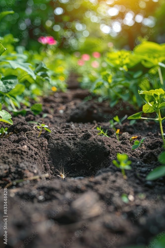 molehills in the garden. Selective focus molehills in the garden. Selective focus