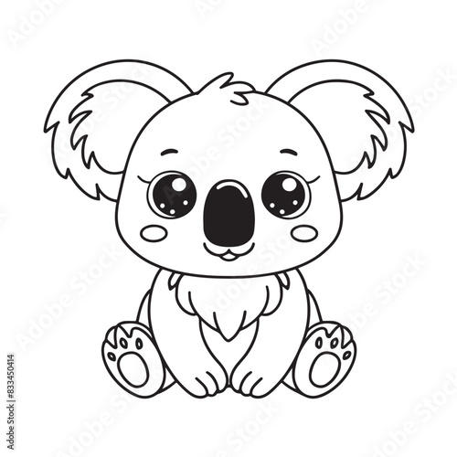 Photography Cute koala sitting cartoon coloring page illustration vector