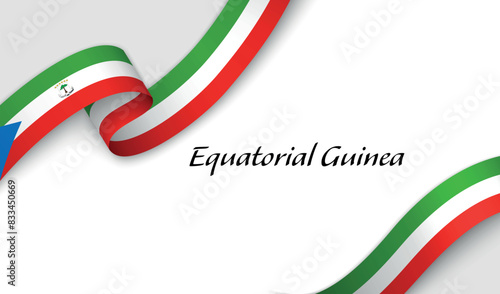 Curved ribbon with fllag of Equatorial Guinea on white background