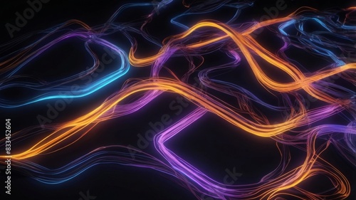 Blue, purple and blue neon lightning abstract background