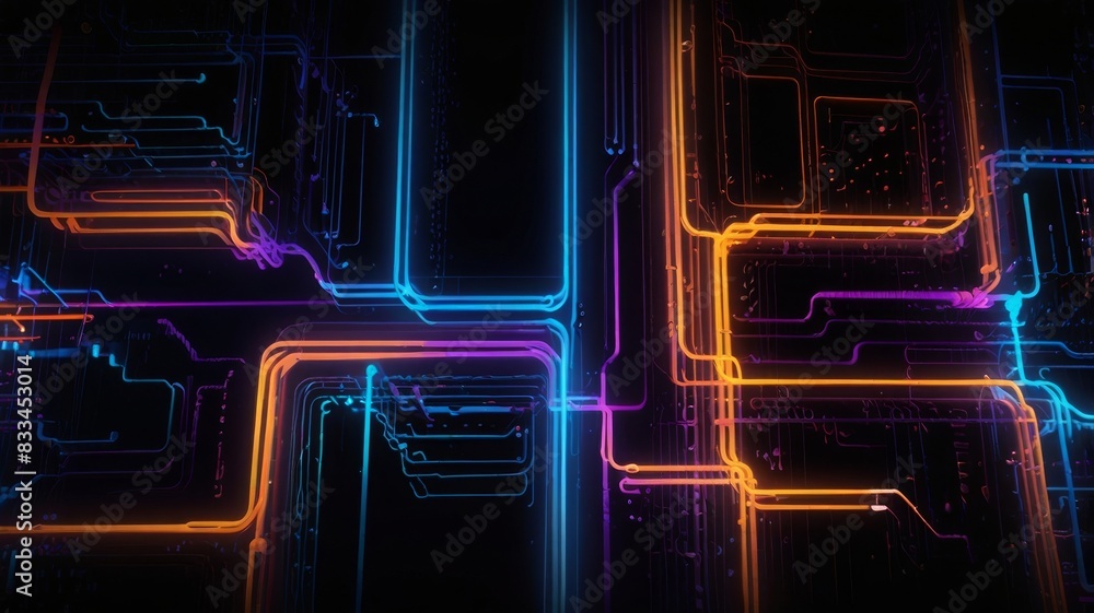 abstract background of orange blue and purple neon lights on dark background abstract background of orange blue and purple neon lights on dark background
