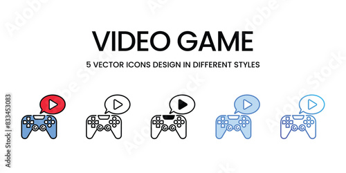 Video Game icons vector set stock illustration.