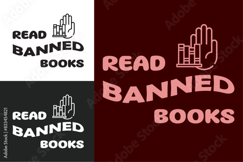 Read banned books lettering for t-shirt design and print vector. Text about banned books. Dark academia and book lovers aesthetic illustration.