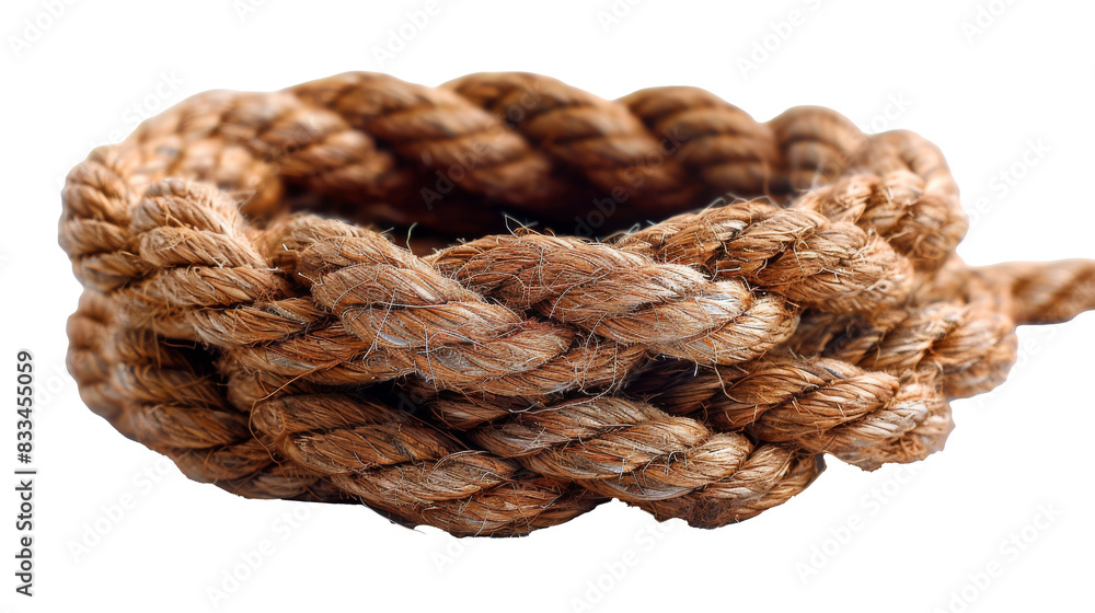 Natural fiber rope isolated cut out on .PNG transparent background