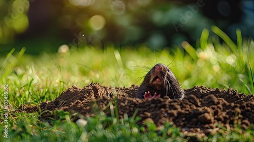 close-up of a mole burrowing. Selective focus