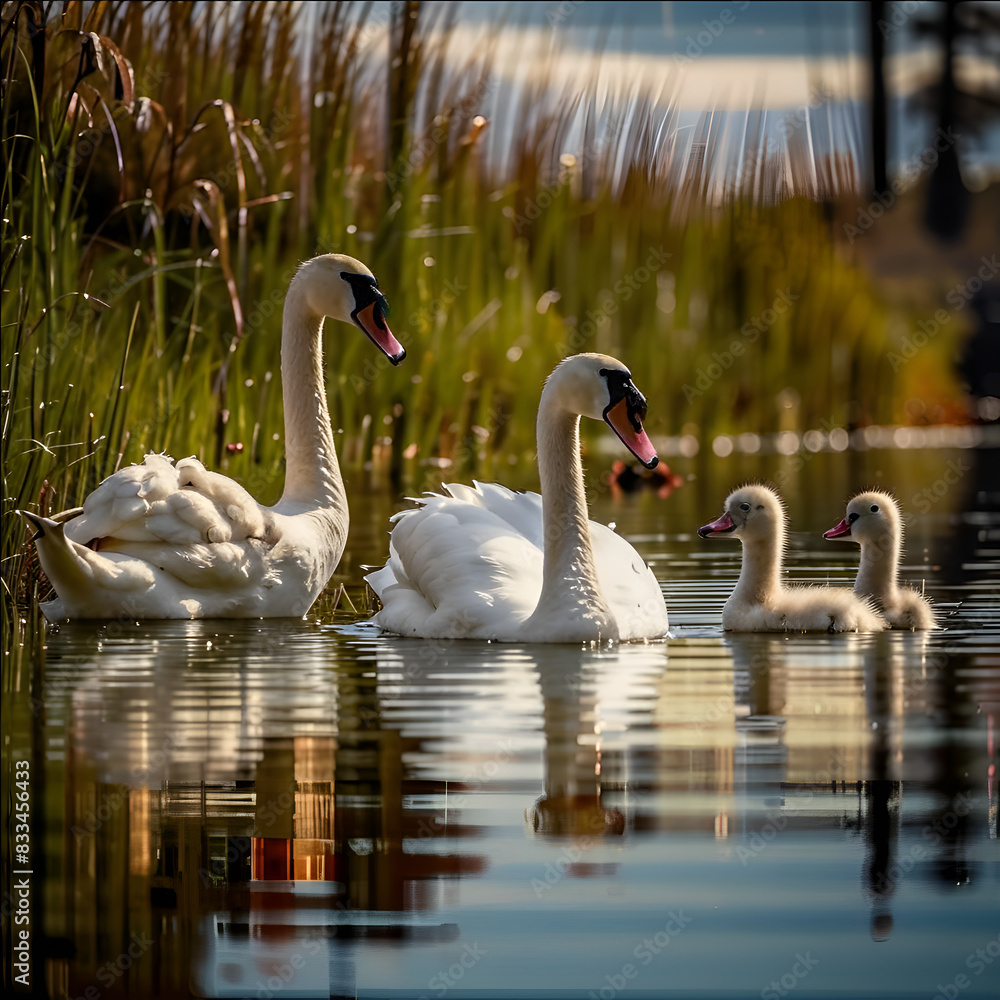 Fototapeta premium swans in the lake