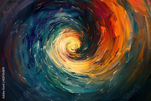 A mesmerizing vortex of swirling colors draws the eye inward