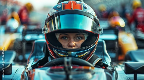 Female Race Car Driver Closeup Helmet Racing Motorsport Determination © Funk Design