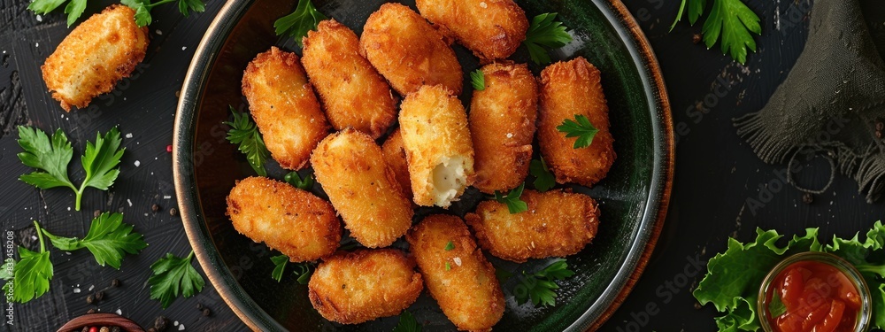 close-up of crispy cheese. Selective focus close-up of crispy cheese. Selective focus