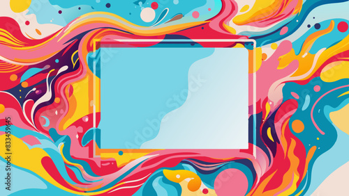 Vibrant Abstract Art Background with Dynamic Color Swirls and Modern Frame