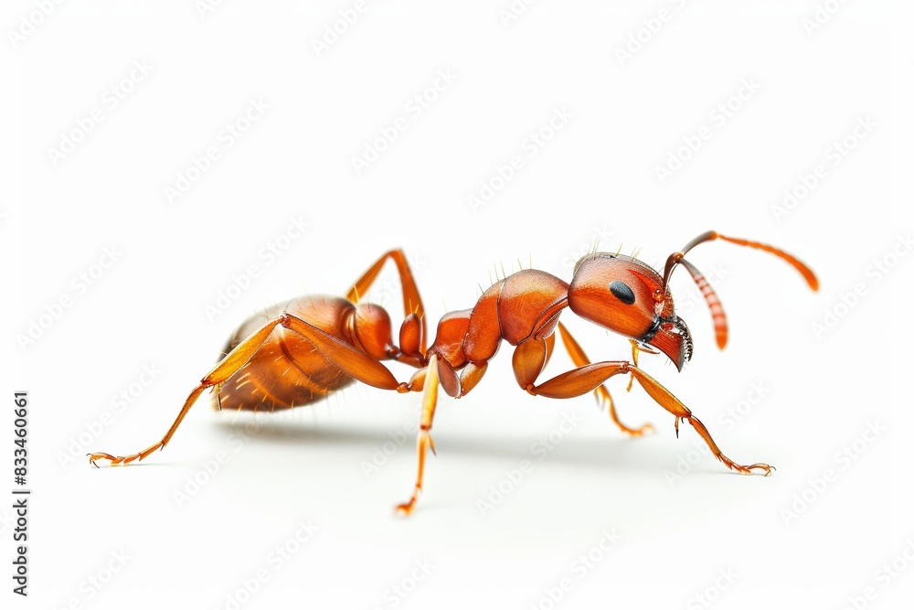 Macro Shot of Red Imported Fire Ant Closeup, Detailed Insect with Vibrant Colors, Isolated on White Background Macro Shot of Red Imported Fire Ant Closeup, Detailed Insect with Vibrant Colors, Isolated on White Background