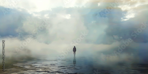 silhouette of person in the fog, ai generated