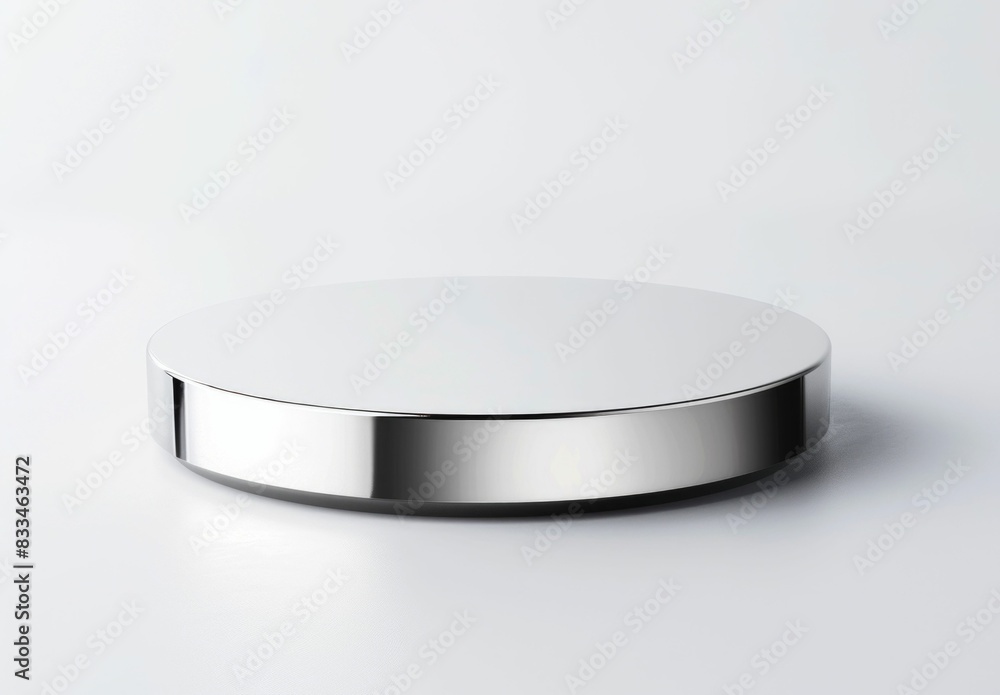 Polished Stainless Steel Disc on White Background. Generative ai. Polished Stainless Steel Disc on White Background. Generative ai.