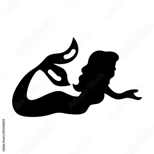 A glyph style icon of a sea nymph 