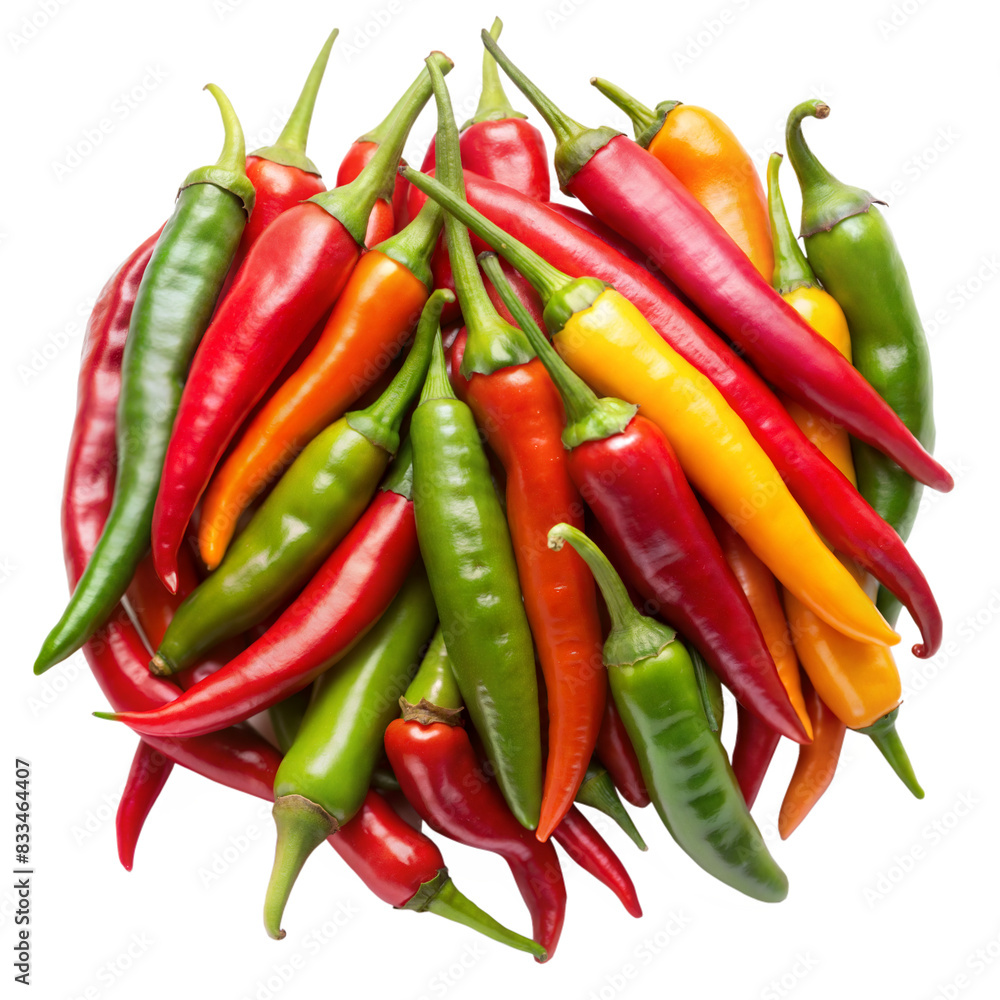 Red and green chili peppers isolated on white background Red and green chili peppers isolated on white background