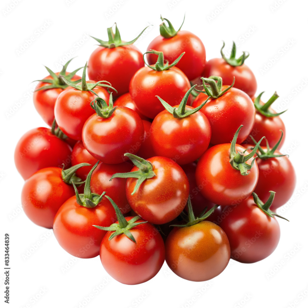 Fresh red cherry tomatoes isolated on white background. Honey cherry. Group of objects Fresh red cherry tomatoes isolated on white background. Honey cherry. Group of objects