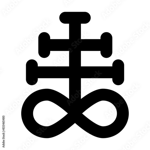 A customizable solid icon of satanic cross 
