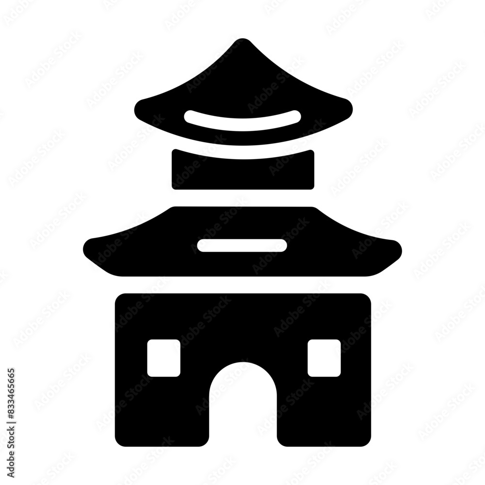 Easy to edit solid icon of pagoda temple Easy to edit solid icon of pagoda temple