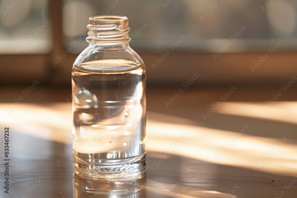 A bottle of glycerin which helps By emphasizing the quality and transparency of the product. A bottle of glycerin which helps By emphasizing the quality and transparency of the product.