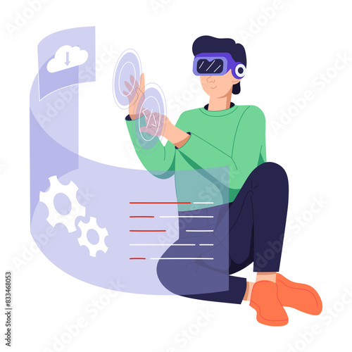 Visually appealing flat illustration of vr developer  