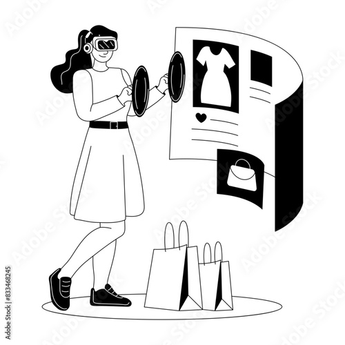 A handy glyph illustration of vr shopping 