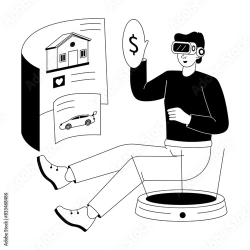 Get this glyph illustration of vr property 