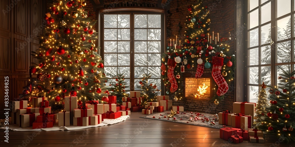 Christmas Tree by the Fireplace Christmas Tree by the Fireplace
