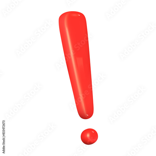 3d red exclamation mark isolated. Alert or error sign 3d vector render. Exclamation icon mark red color