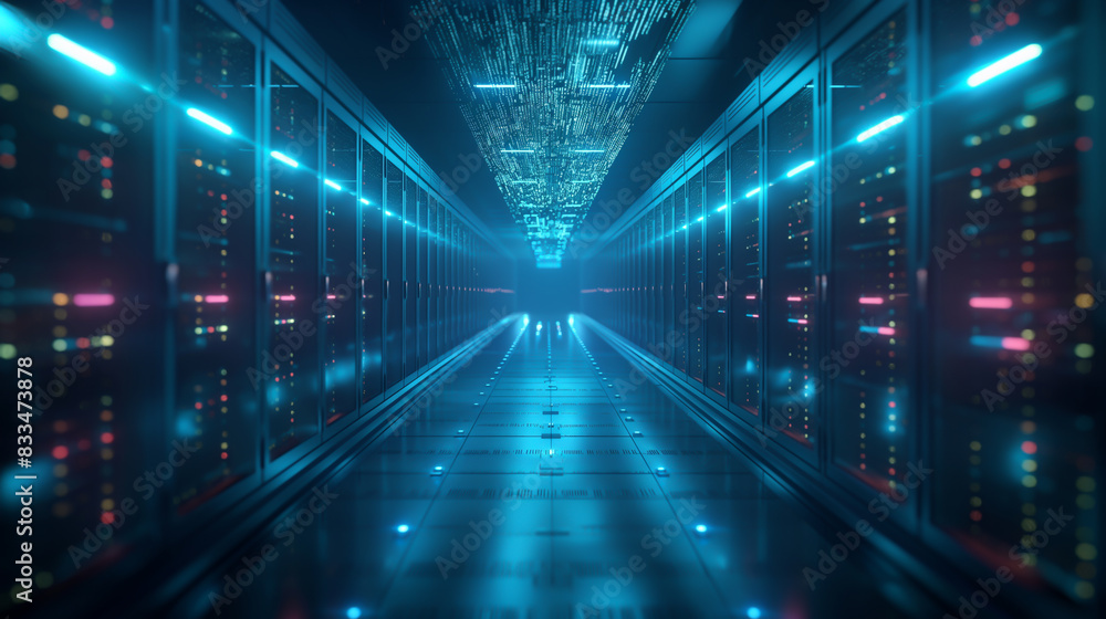 Abstract technology background. Server room with rows of rack-mounted servers. 3D rendering. Abstract technology background. Server room with rows of rack-mounted servers. 3D rendering.