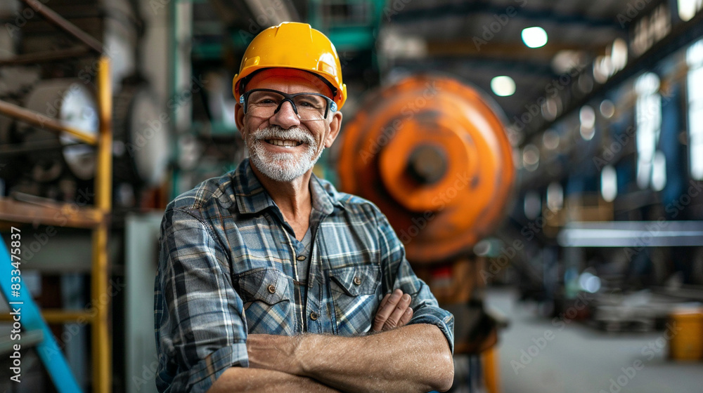 Portrait Of A Happy Caucasian White Male Manufacturing Worker Or Engineer, A Senior Professional In The Workplace, Suitable For Industry And Career-Related Content Portrait Of A Happy Caucasian White Male Manufacturing Worker Or Engineer, A Senior Professional In The Workplace, Suitable For Industry And Career-Related Content