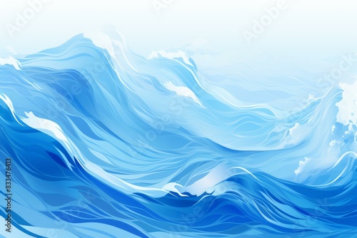 Beautiful abstract ocean waves background illustration with serene, calm, and tranquil blue water design pattern, perfect for marine-themed graphic art, wallpaper, and nature-inspired designs © juliars