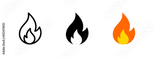 Fire flame icon. Burning symbol. Fireball sign. Energy illustration.