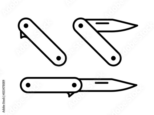 Pocket knife icon. Camping jackknife illustration. Hiking tool. Trekking equipment. Folding knife icon.