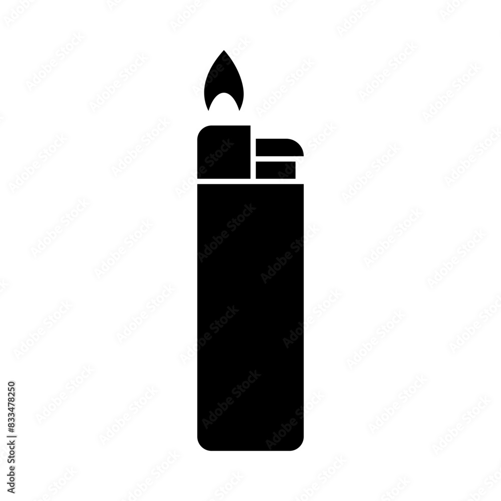 Gas lighter icon. Flaming cigarette lighter black vector illustration. Classic design silhouette. Gas lighter icon. Flaming cigarette lighter black vector illustration. Classic design silhouette.