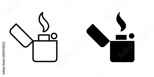 Lighter icon. Flaming benzine lighter vector illustration. Classic design pictogram.