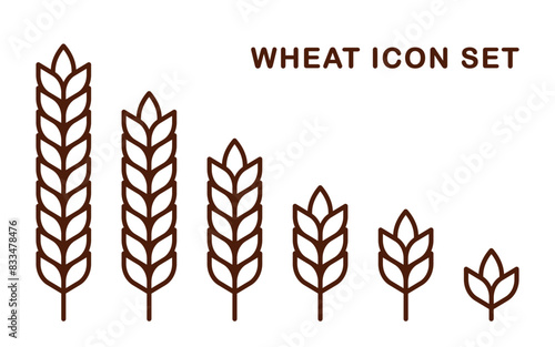 Wheat icon set. Harvest symbol. Crop sign. Grain vector illustration.