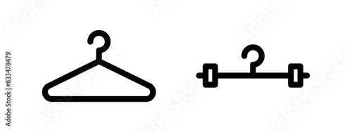 Clothes hanger icon. Clothes rack vector illustration. Closet symbol. Cloackroom line pictogram.