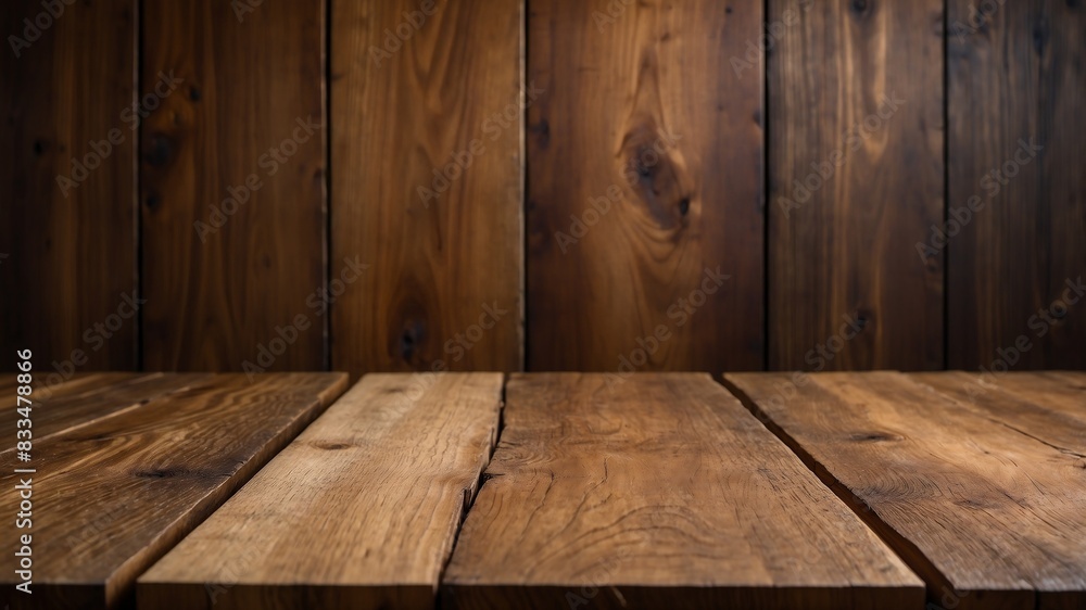 Wooden plank background featuring an empty center for product display purposes Wooden plank background featuring an empty center for product display purposes