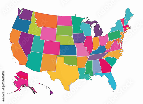 a colorful map of the united states