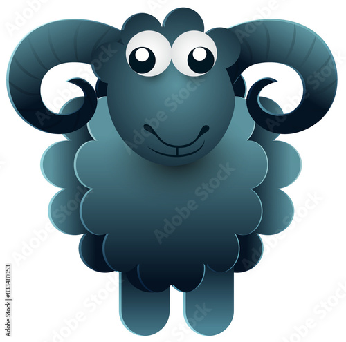 Cute Paper Art Cartoon Sheep Character Element Png Vector. photo