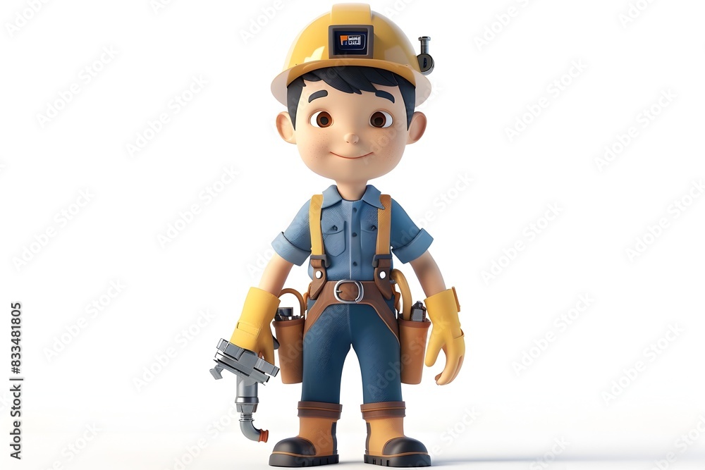 A Proud Young Plumber in His Uniform Dreams of His Future Profession A Proud Young Plumber in His Uniform Dreams of His Future Profession