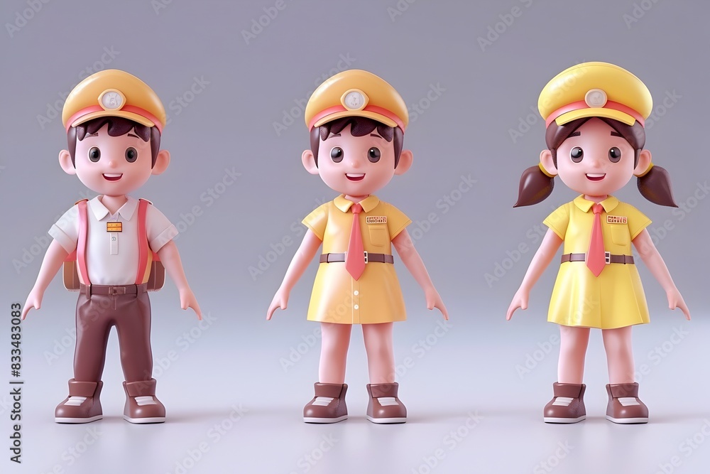 Cheerful Cartoon Kid in TV Host Uniform Aspiring for a Media Career Cheerful Cartoon Kid in TV Host Uniform Aspiring for a Media Career