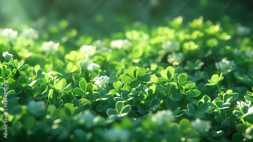 Tiny white clover flowers in the green field Tiny white clover flowers in the green field