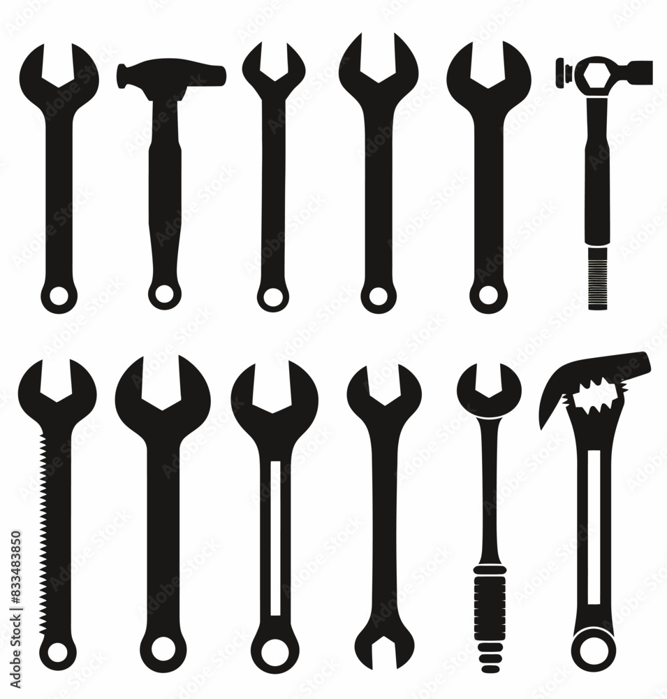 a set of different wrenches and spanners a set of different wrenches and spanners