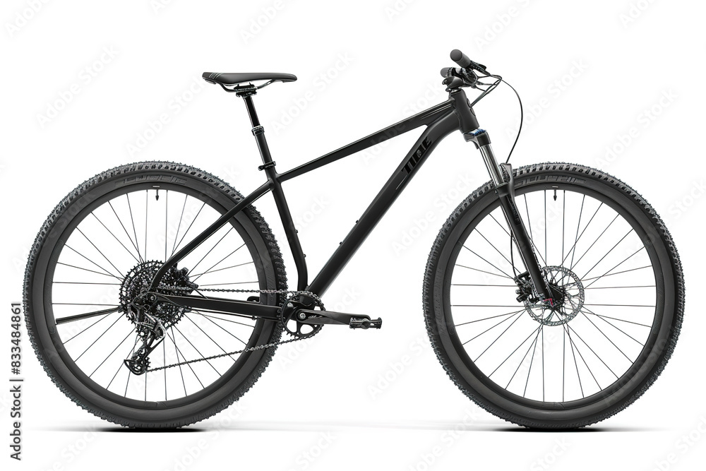 A photo of a mountain bike with a black suspension fork A photo of a mountain bike with a black suspension fork