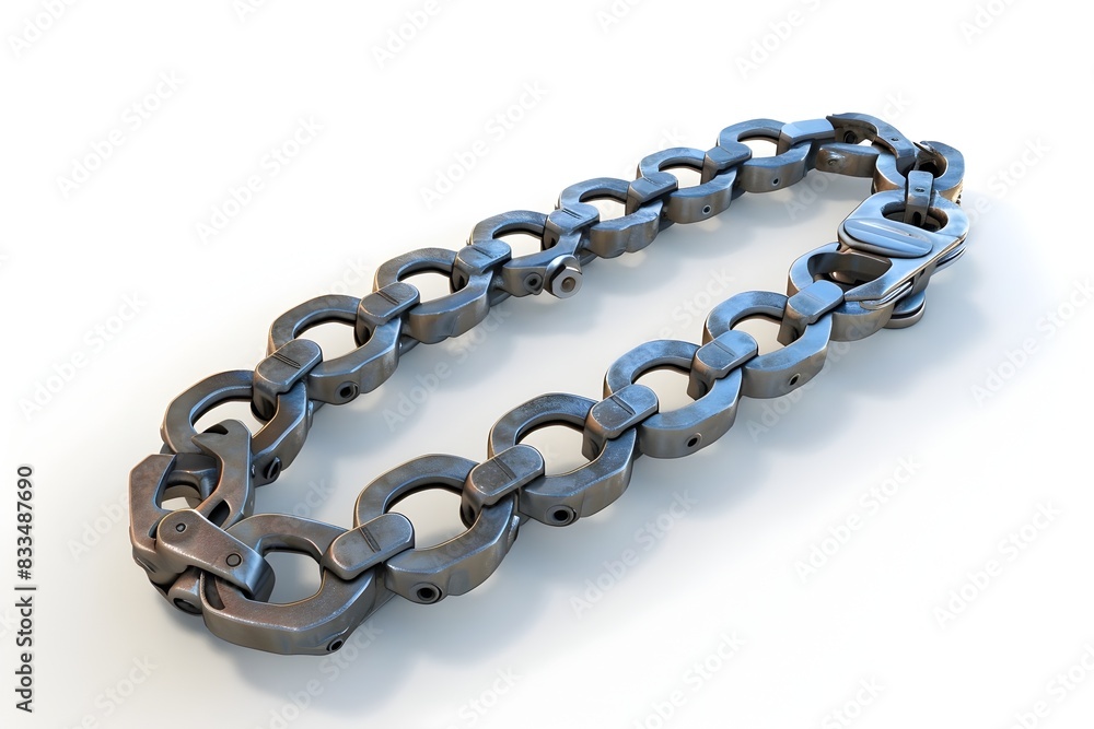 Fototapeta premium Detailed 3D Rendered Motorcycle Chain on Clean White Background