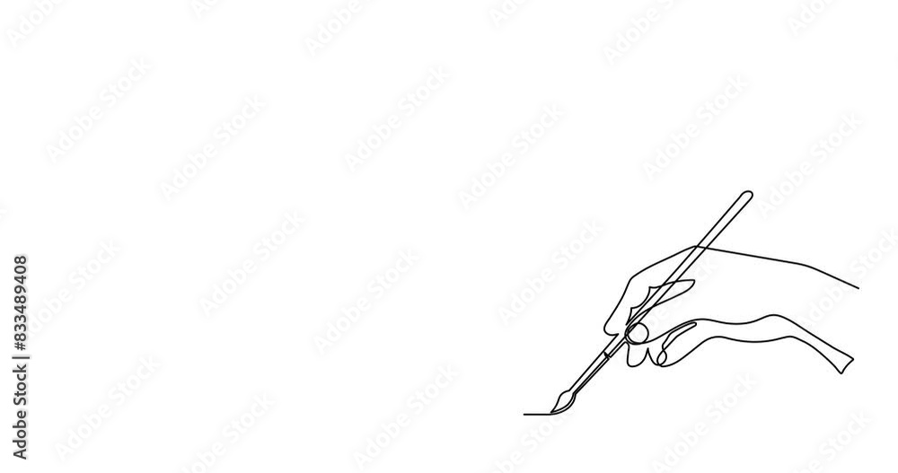 Hand writes 2025 one line art animation, hand drawn continuous contour drawing motion. Holiday concept, festive New year handwriting text, minimalist video design. 4k self-drawing movie